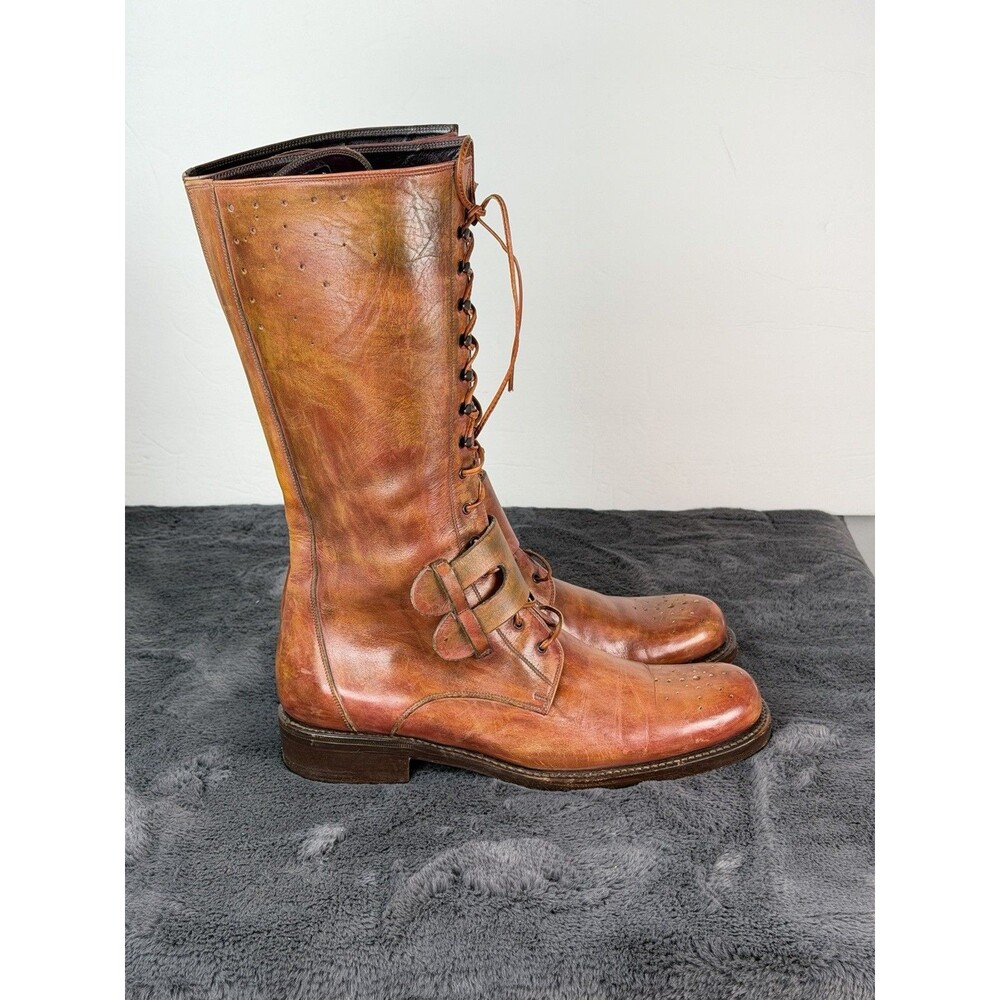 Silvano Lattanzi Women’s (6.5) Narrow Brown Leather Tall Lace Up Boots Italy